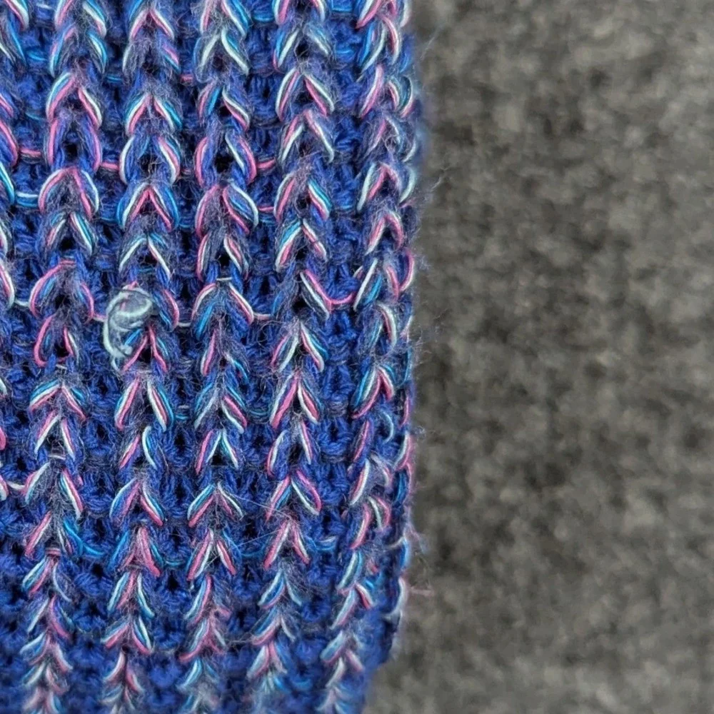 Eddie Bauer Womens Medium Blue Purple Marled Chunky Open Knit Vintage Sweater